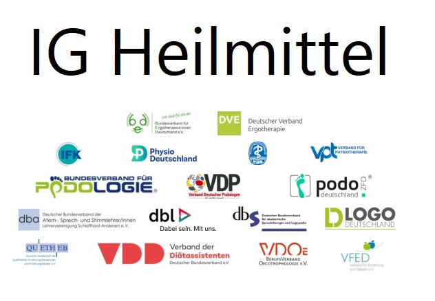 Was bedeutet die Gründung der IG Heilmittel für meine Physiotherapiepraxis? 2 Logos der IG Heilmittel – Zusammenschluss führender Heilmittelverbände mit Bedeutung für Physiotherapiepraxen
